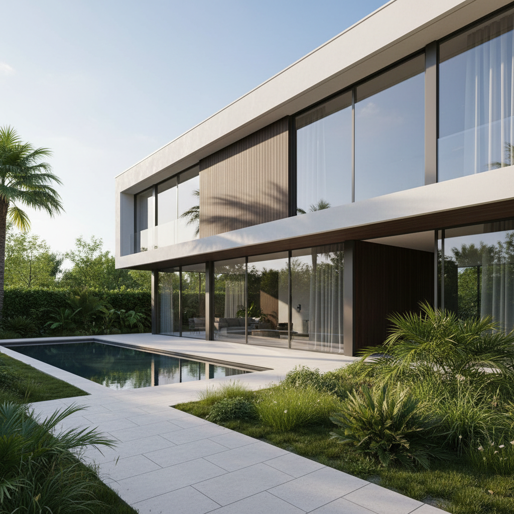 Villa contemporaine avec grande terrasse et jardin arborisé
