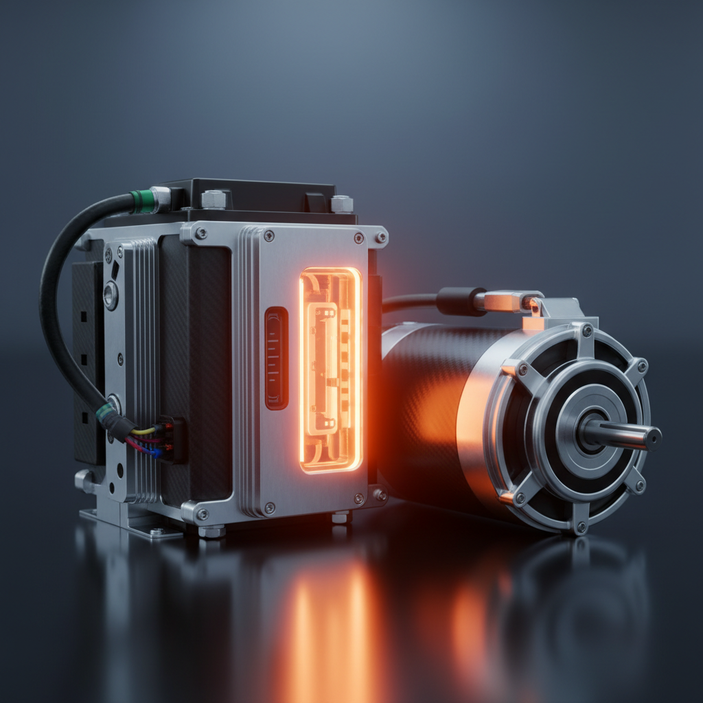 Clean electric vehicle battery module and motor with orange charge glow