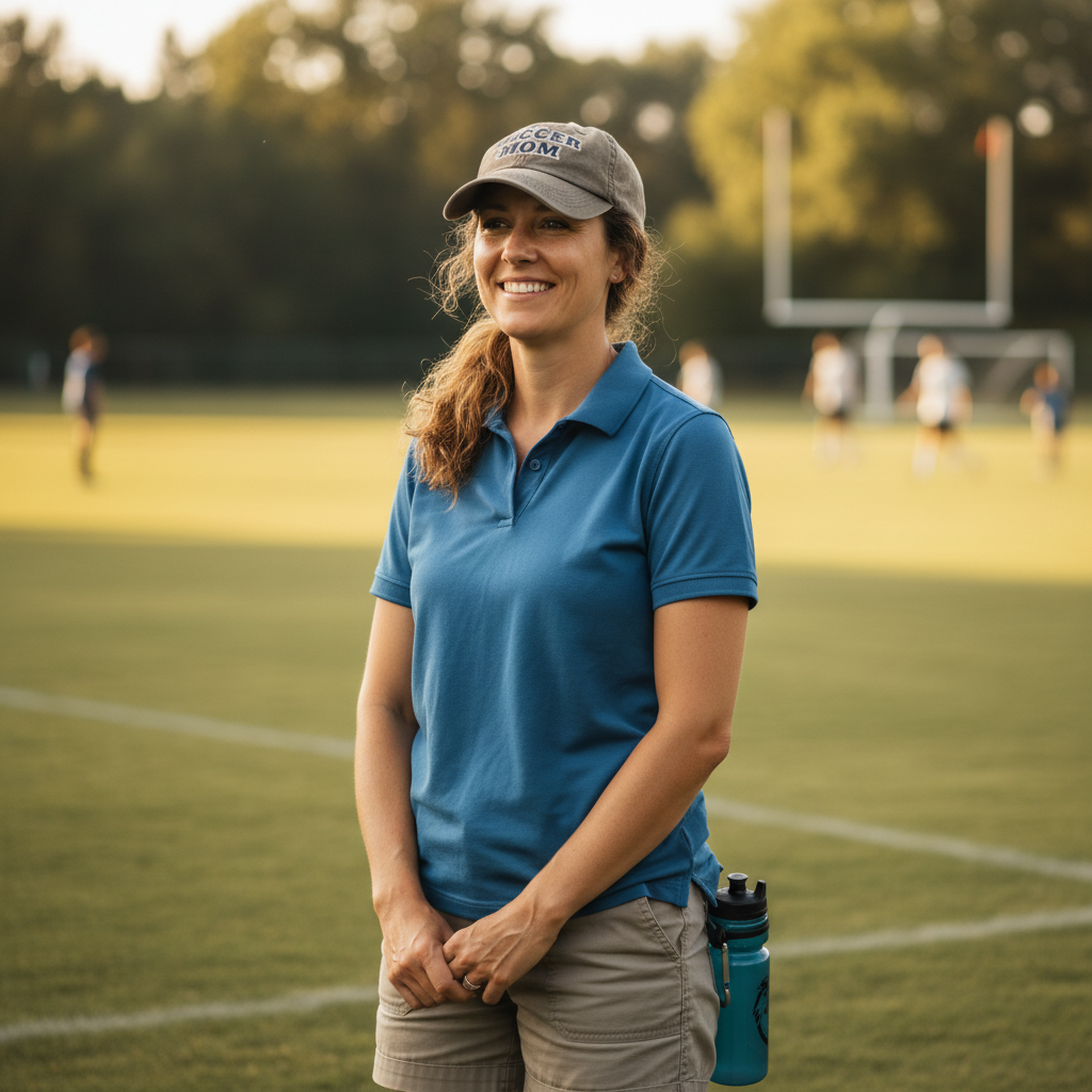 Sarah Kowalski, soccer parent patient at Align, outdoor portrait