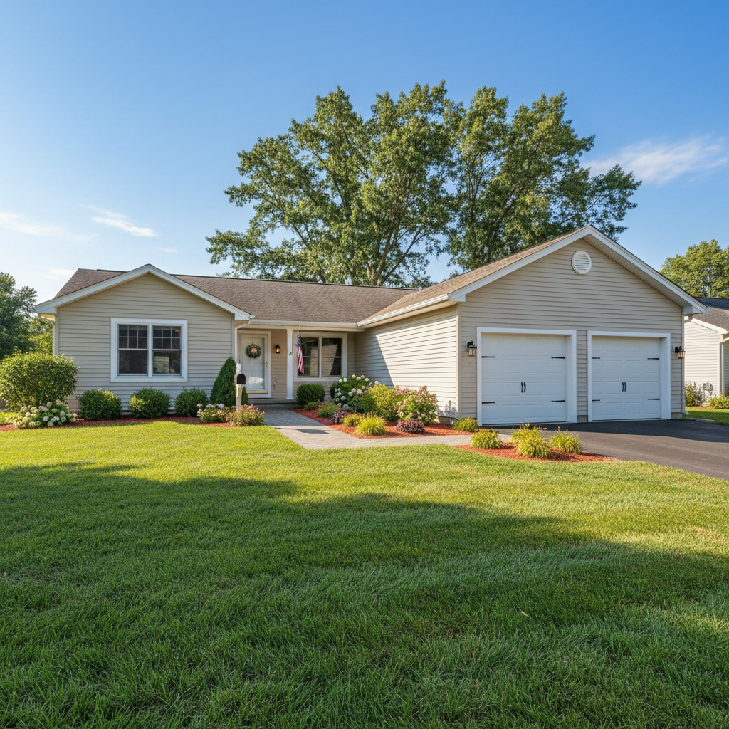 Roseville single-family home with white exterior and two-car garage