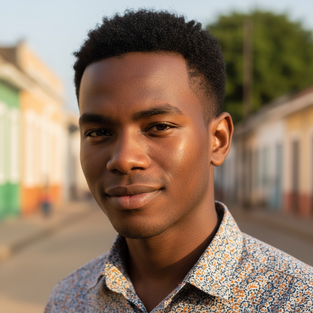 Gabonese man in casual attire with relaxed confident expression