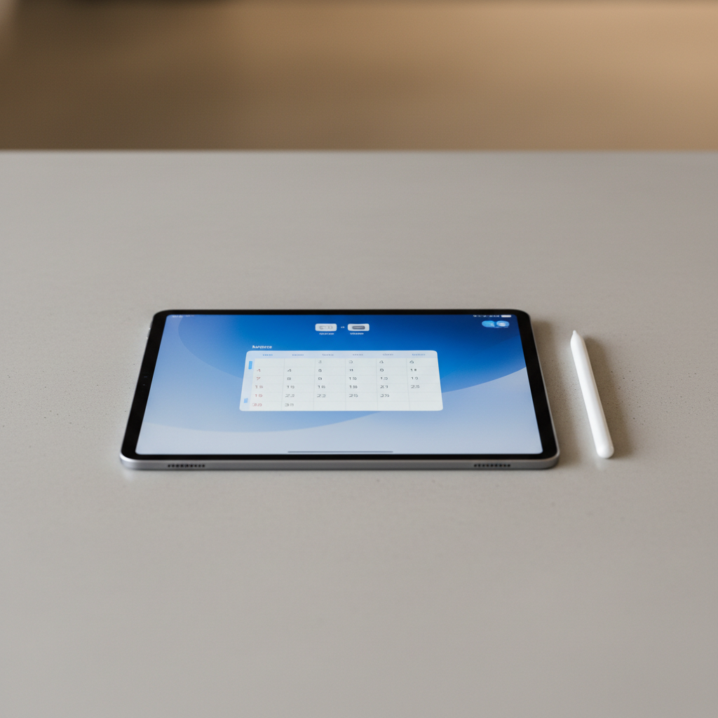 iPad Pro with Apple Pencil on white background showing crisp edge-to-edge display