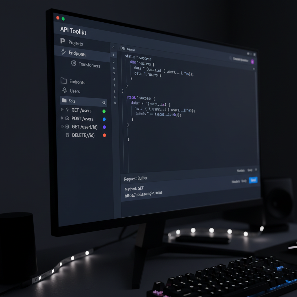 Code editor showing API toolkit components in dark theme