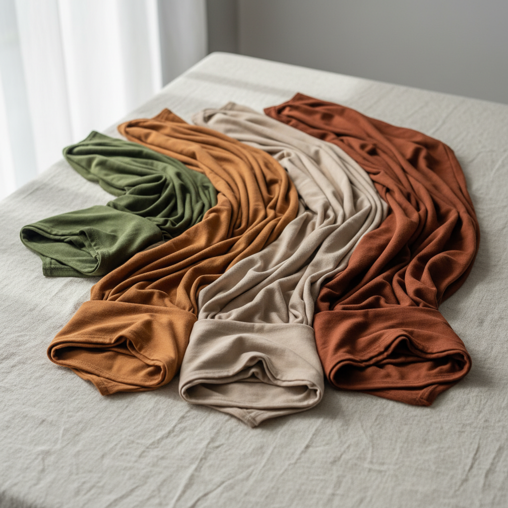 Premium cotton hijab set in earth tones with matching underscarves for comfortable all-day wear