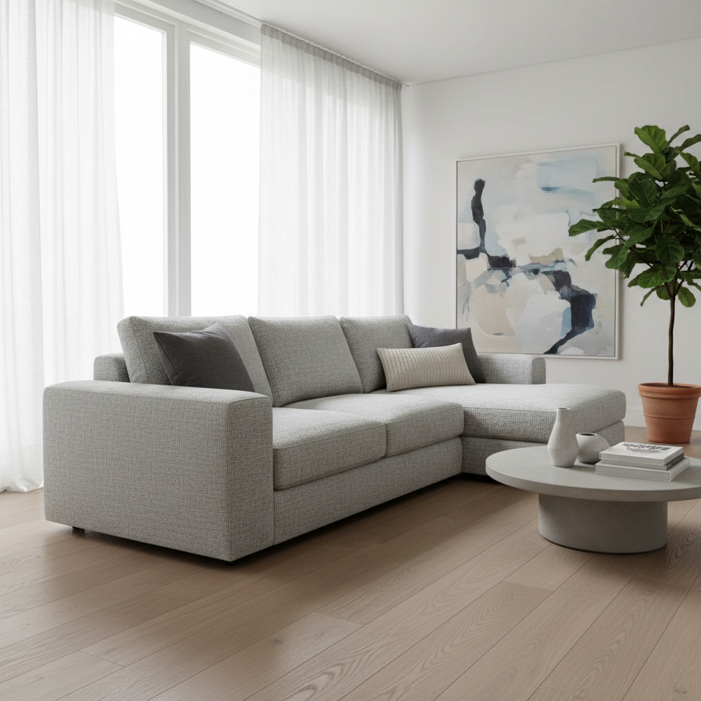 Home decor brand Facebook static ad with cozy interior and warm atmospheric lighting
