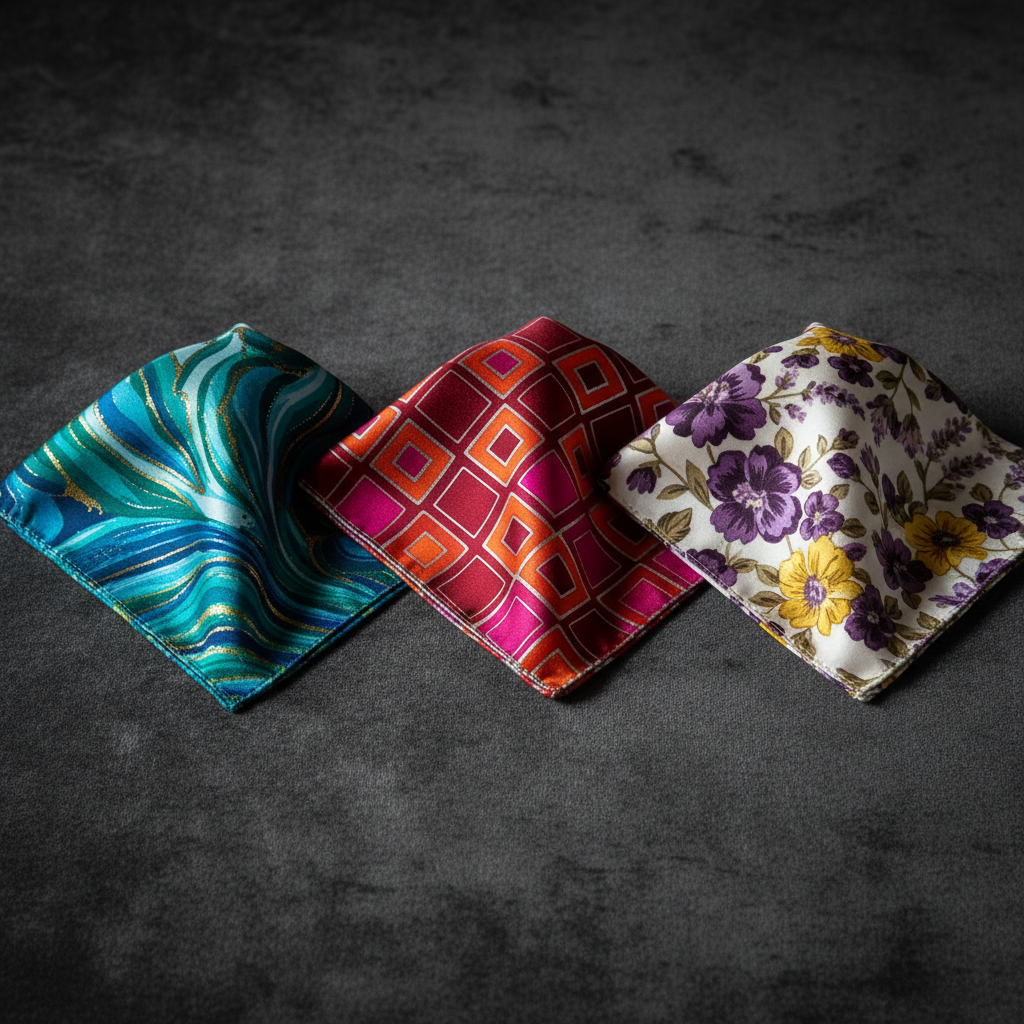 Silk Pocket Square Set product photo on clean neutral background