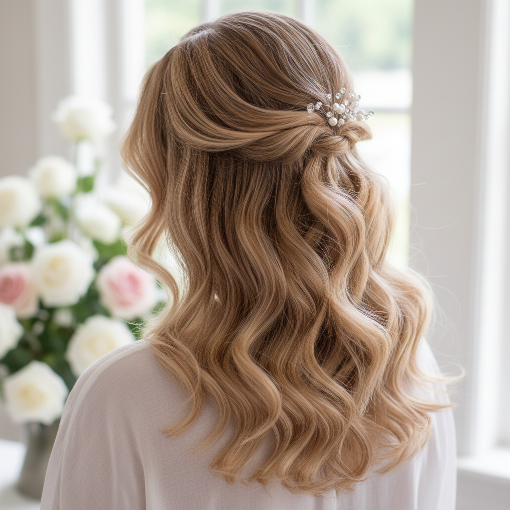 Undone bridal wave with textured ends and natural volume