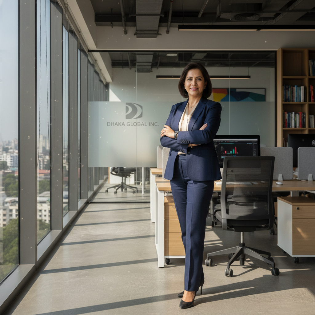 Executive man in suit, modern corporate setting