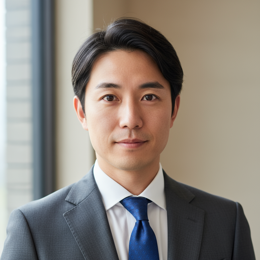 Professional business consultant in formal attire against a neutral background