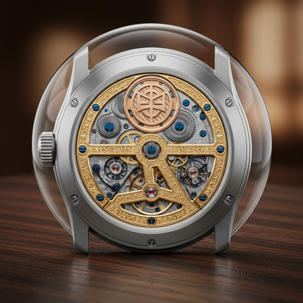Tourbillon watch gold bridge exhibition caseback