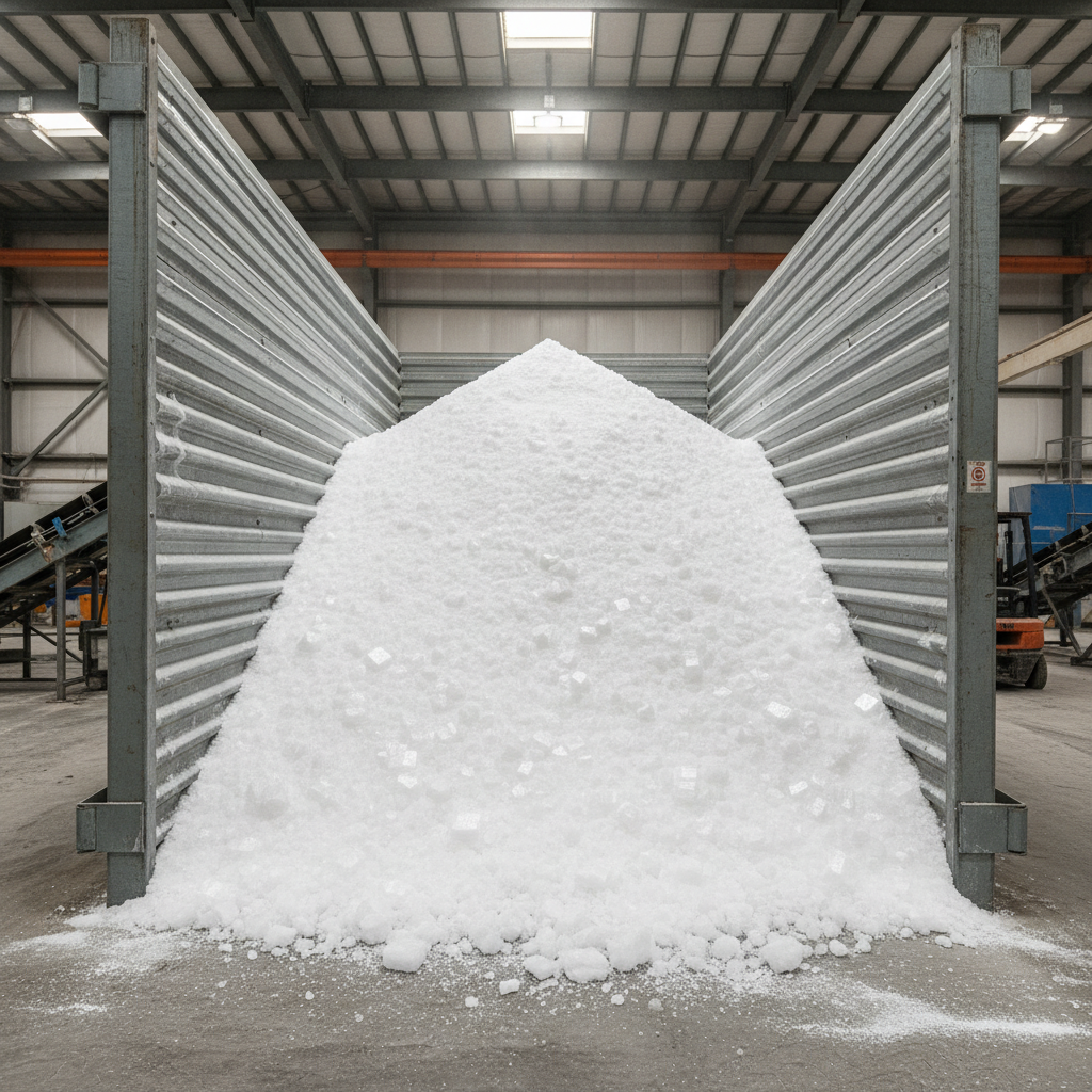 White crystalline aquarium salt in container