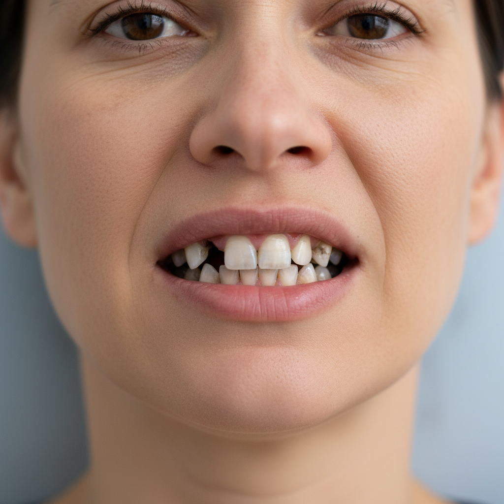 Before full arch implants showing multiple missing teeth and compromised smile