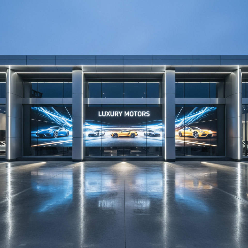 Showroom de véhicules premium avec éclairage professionnel