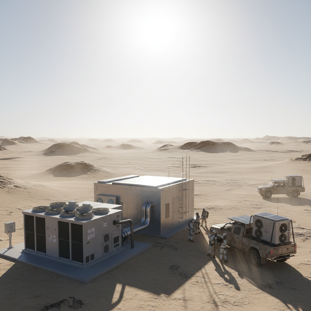 Desert landscape showing extreme heat conditions in Middle East requiring specialized HVAC solutions