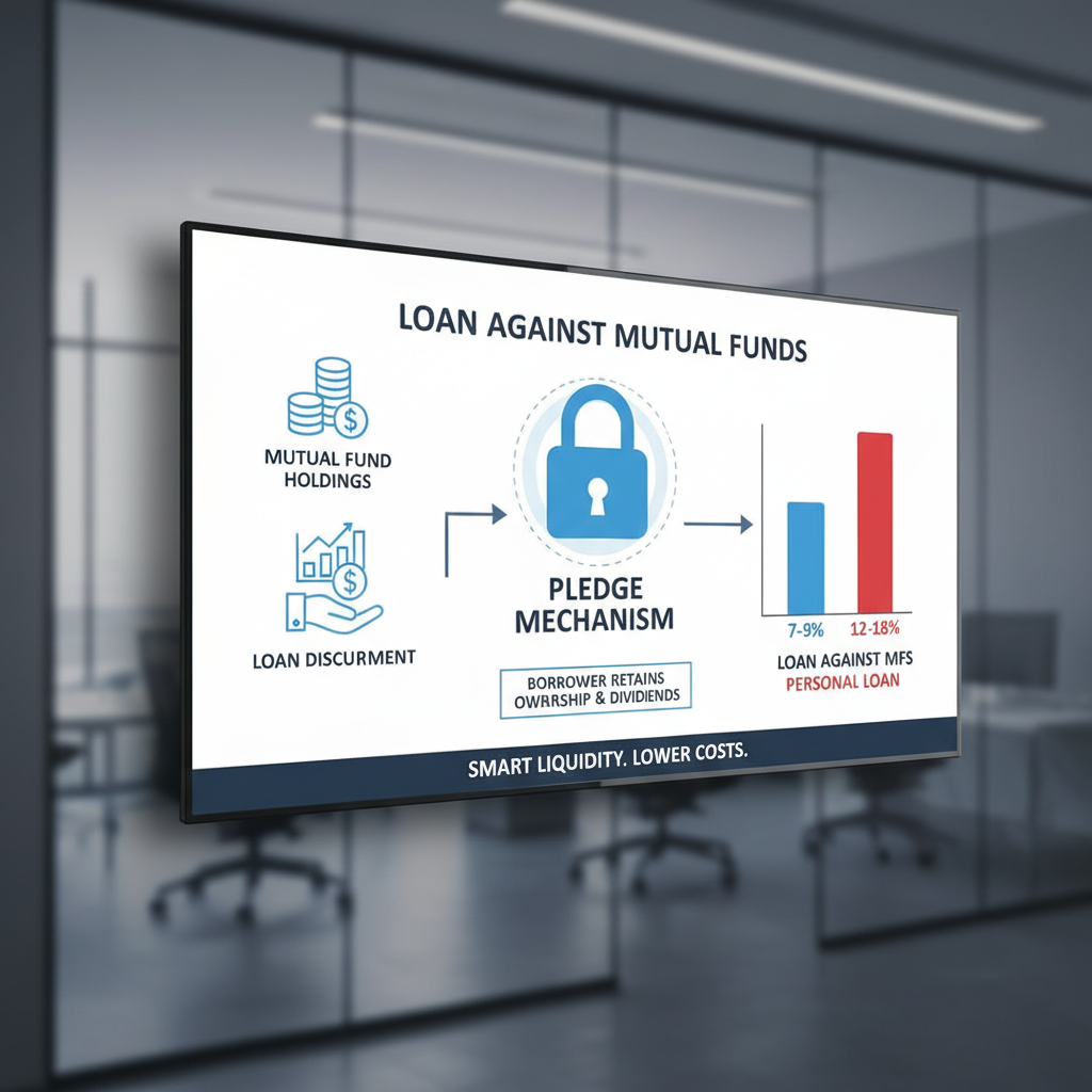 Loan against mutual funds process showing pledge mechanism and interest rate comparison
