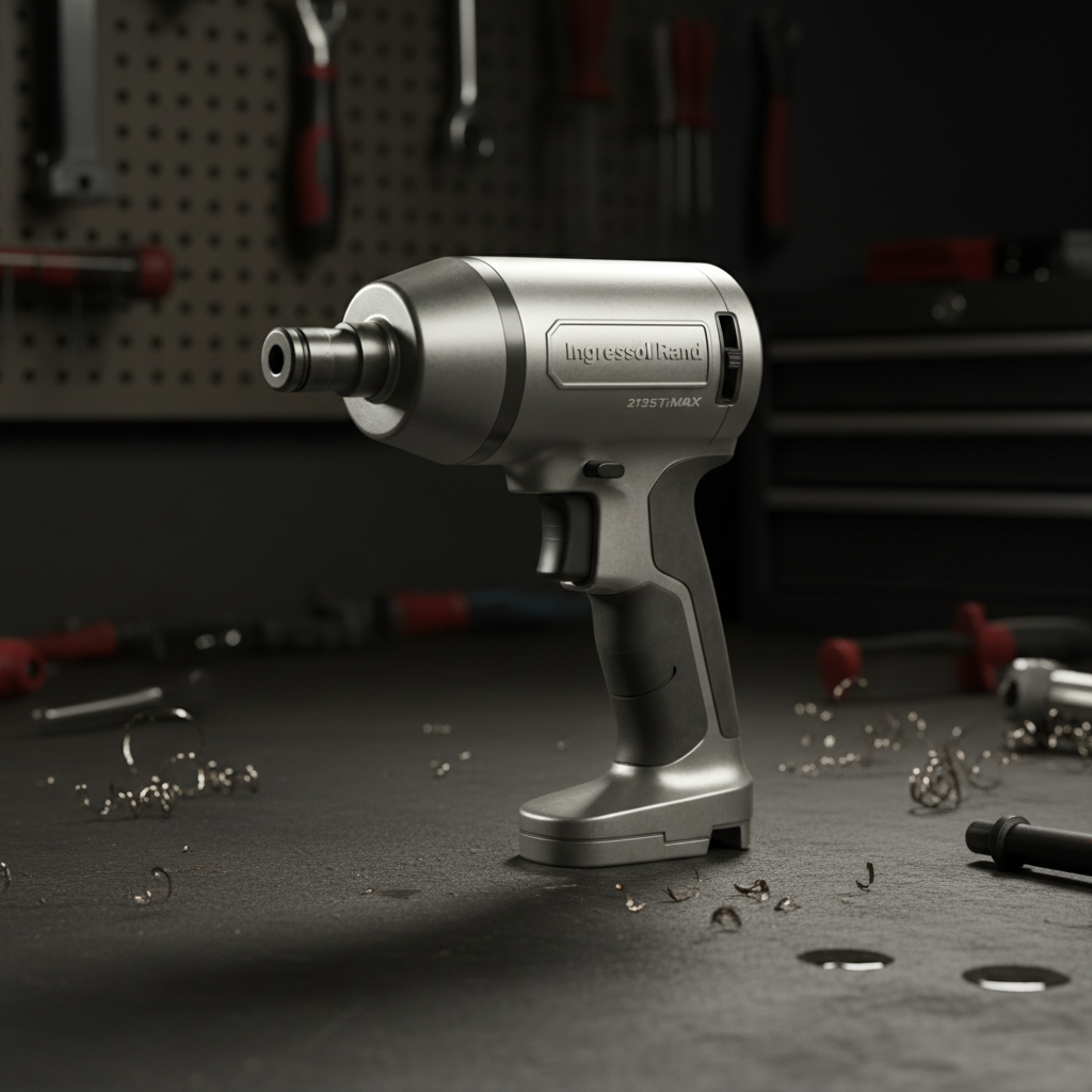 Pneumatic impact wrench Ingersoll Rand 2135TiMAX on dark workshop surface