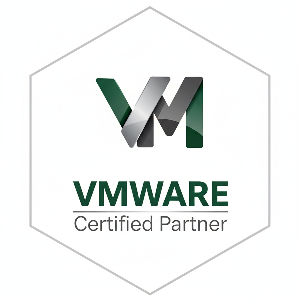 VMware certified professional logo with green and gray geometric design