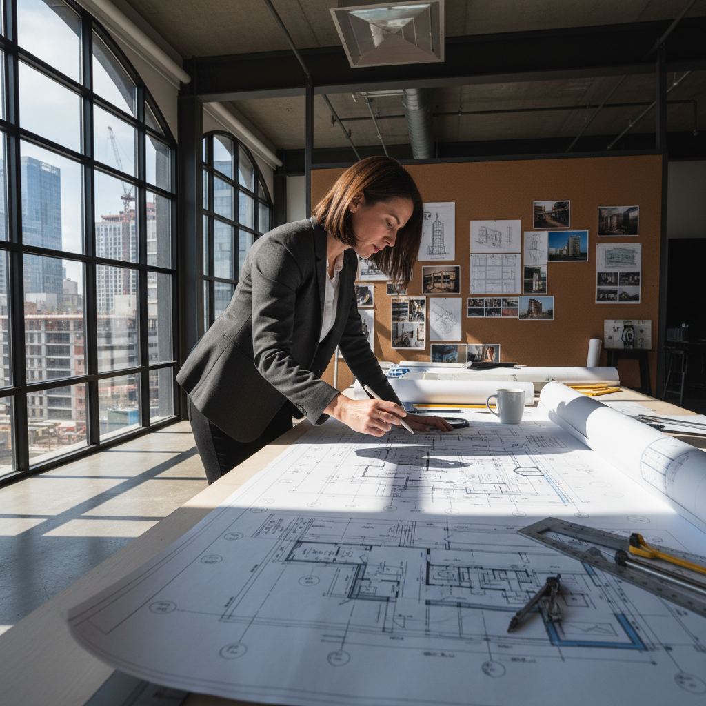 Portrait of Priya Nair, architect and Atelier member with three years tenure
