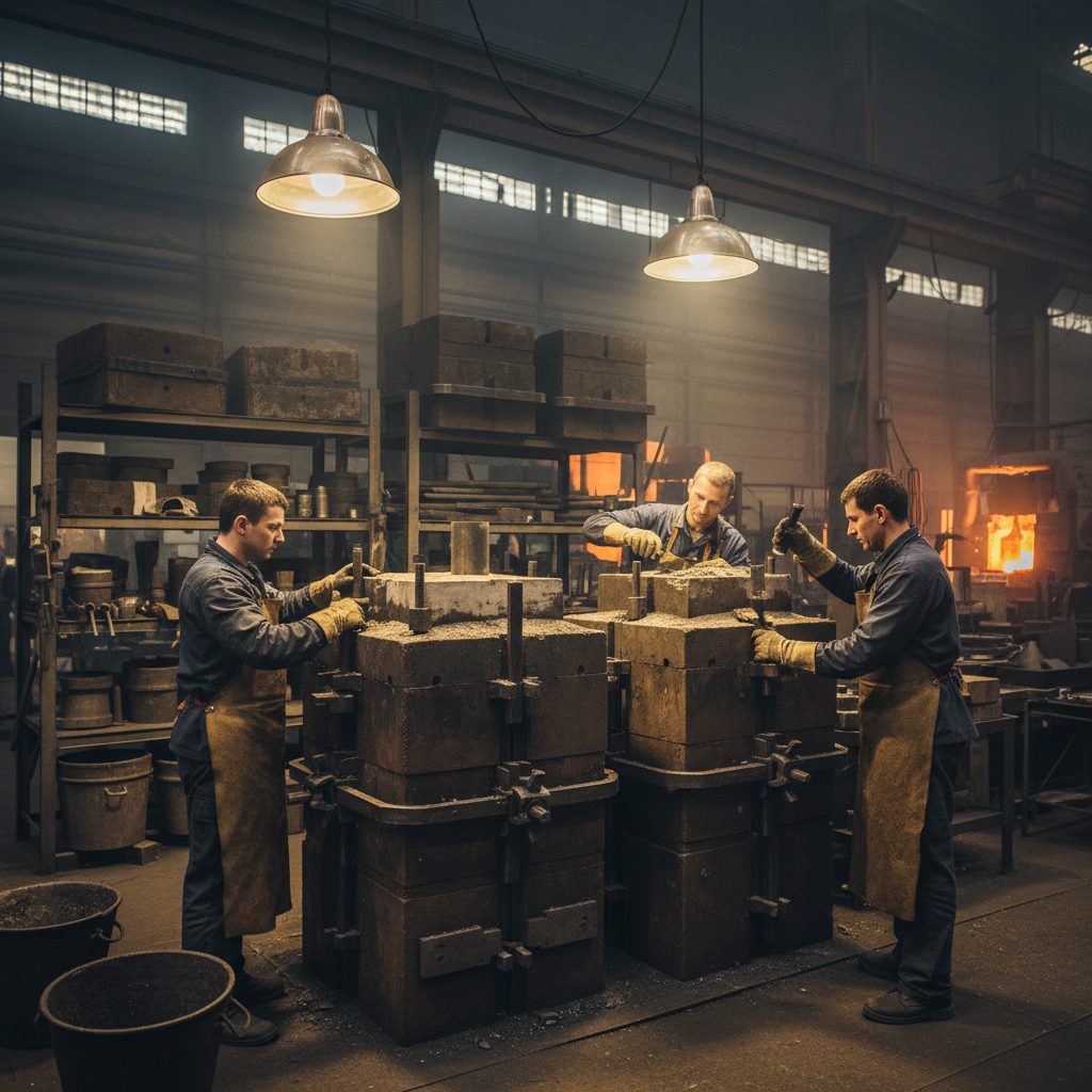 Bronze casting mold preparation in foundry