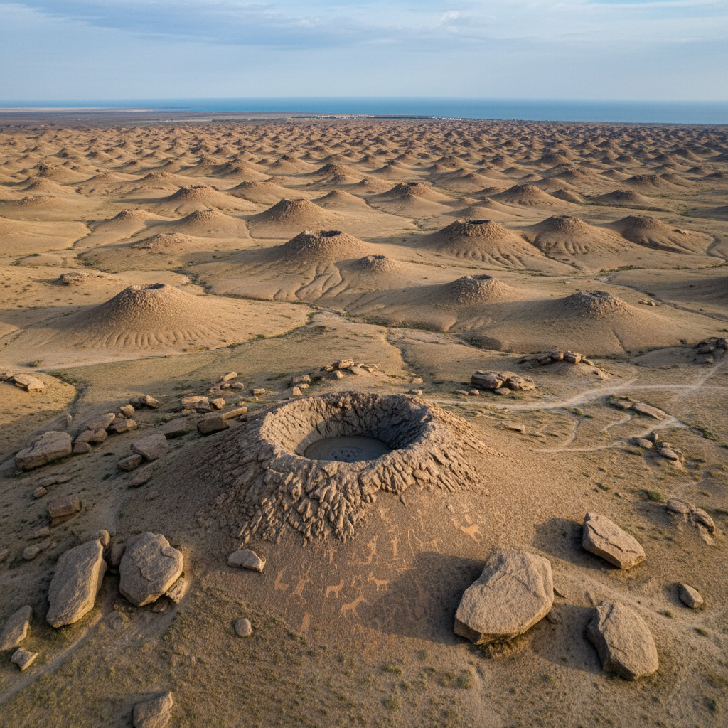 Gobustan mud volcanoes and rock art UNESCO World Heritage site in Azerbaijan