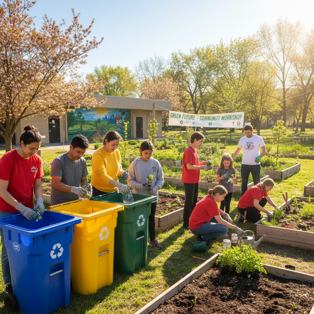Volunteers planting trees and doing environmental cleanup activities