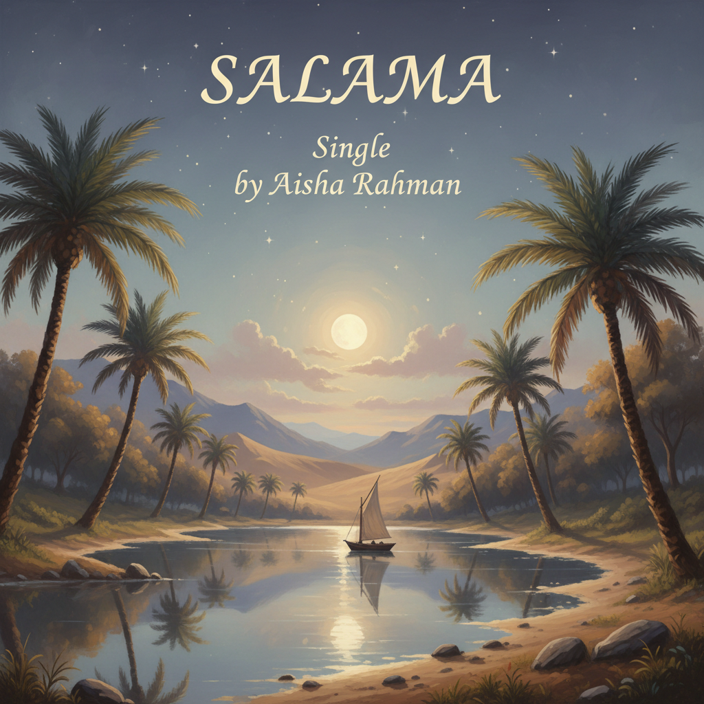Salama single artwork — peaceful landscape with flowing abstract forms