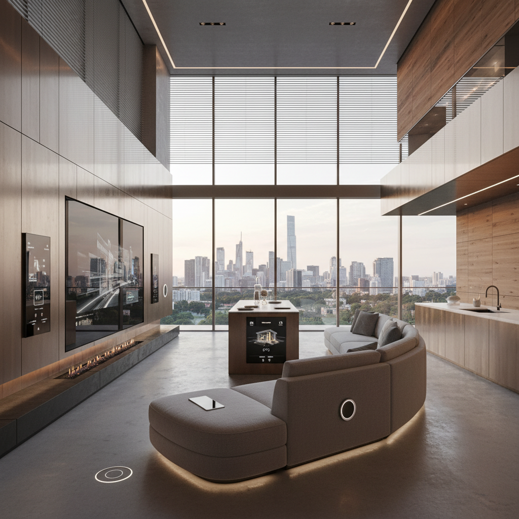 Modern new build residence in Austin Texas with floor to ceiling windows and smart home integration