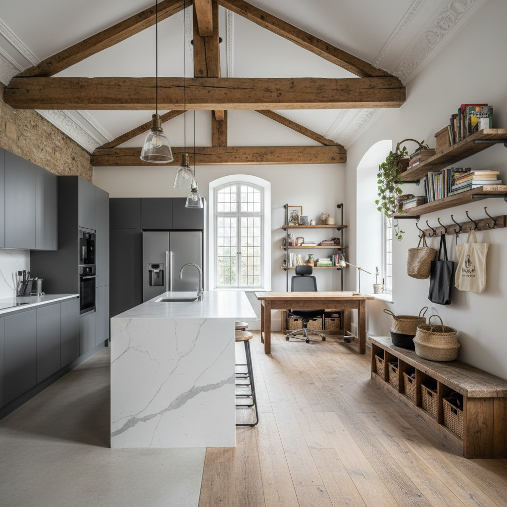 Whole-home renovation with open living spaces and architectural details