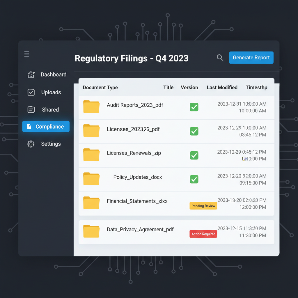 Digital archive interface showing organised email records with search and compliance management tools