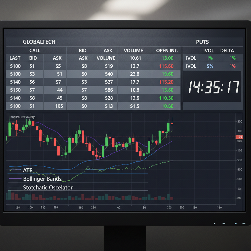 Options trading dashboard showing Bitcoin derivatives open interest chart