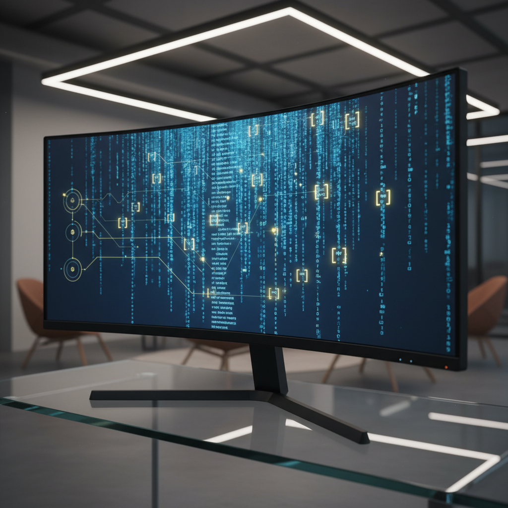 Modern computer screen displaying flowing text with highlighted citations in real-time