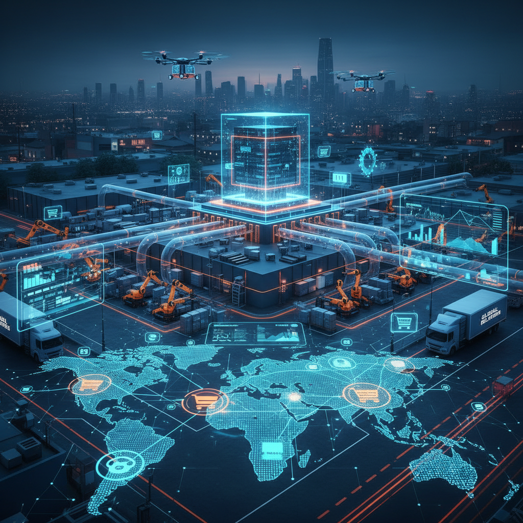 Modern logistics and delivery concept showing supply chain management and product distribution