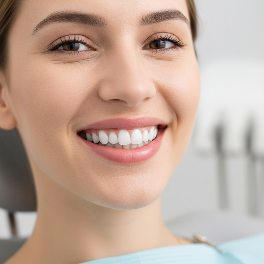 Dental patient showing perfect smile transformation results