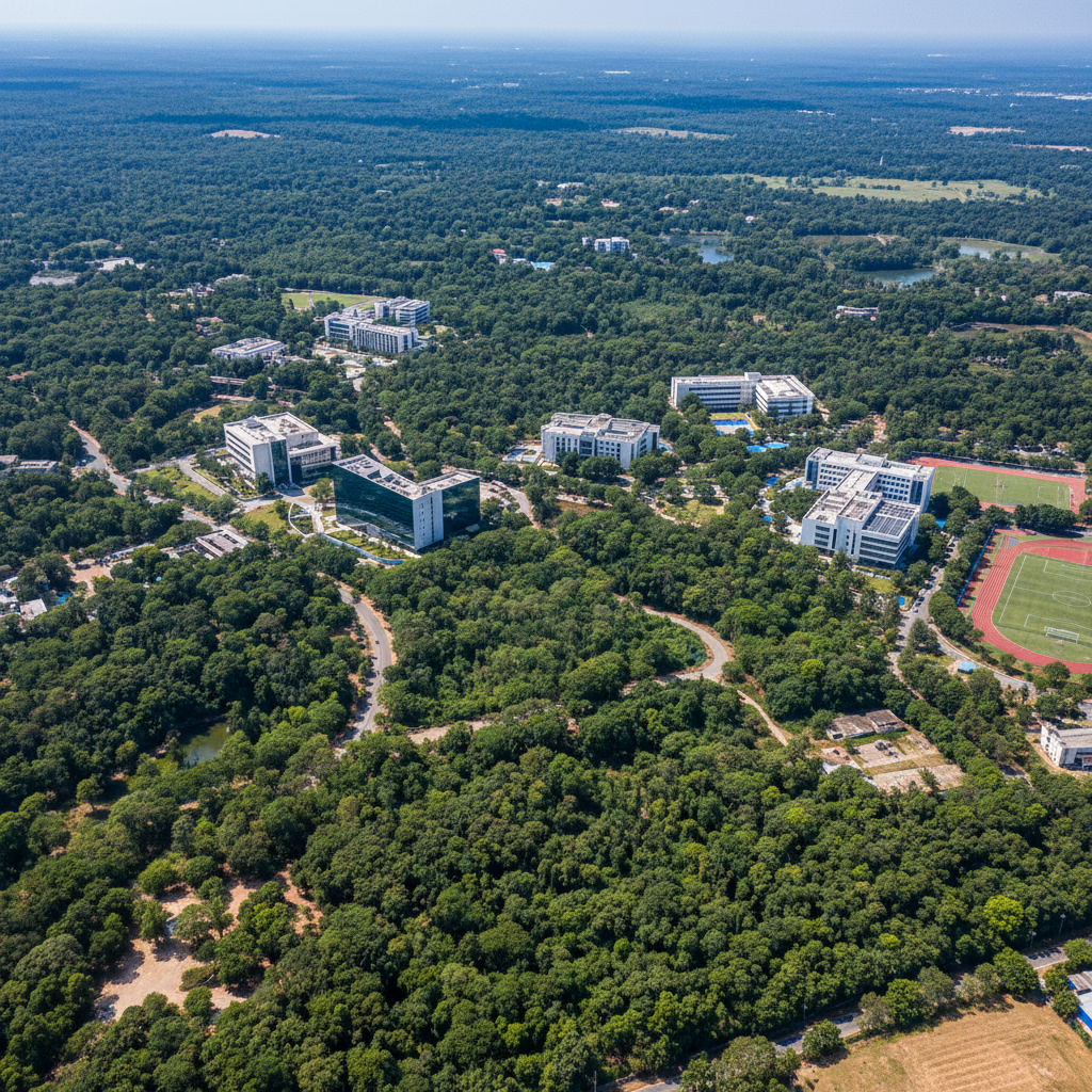 IIT Madras campus with lush forest cover and research facilities