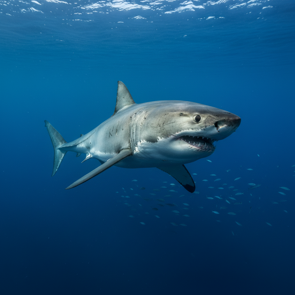Great White Shark — Carcharodon carcharias in natural habitat