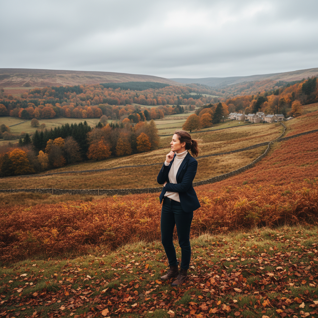Yorkshire BusinessWoman Oct/Nov 2025 autumn cover featuring a businesswoman in autumnal Yorkshire landscape