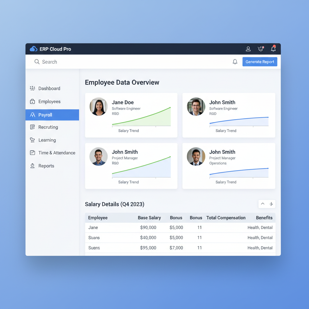 SAP SuccessFactors ERP system showing workforce analytics dashboard