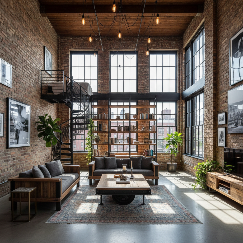 Industrial loft apartment with harbour views and exposed brick walls in Rotterdam