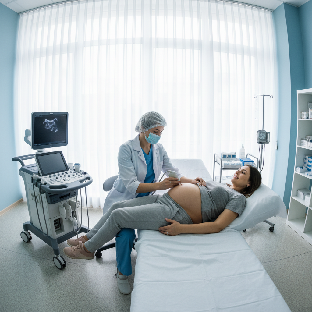 Nurse providing maternal health care to expectant mother