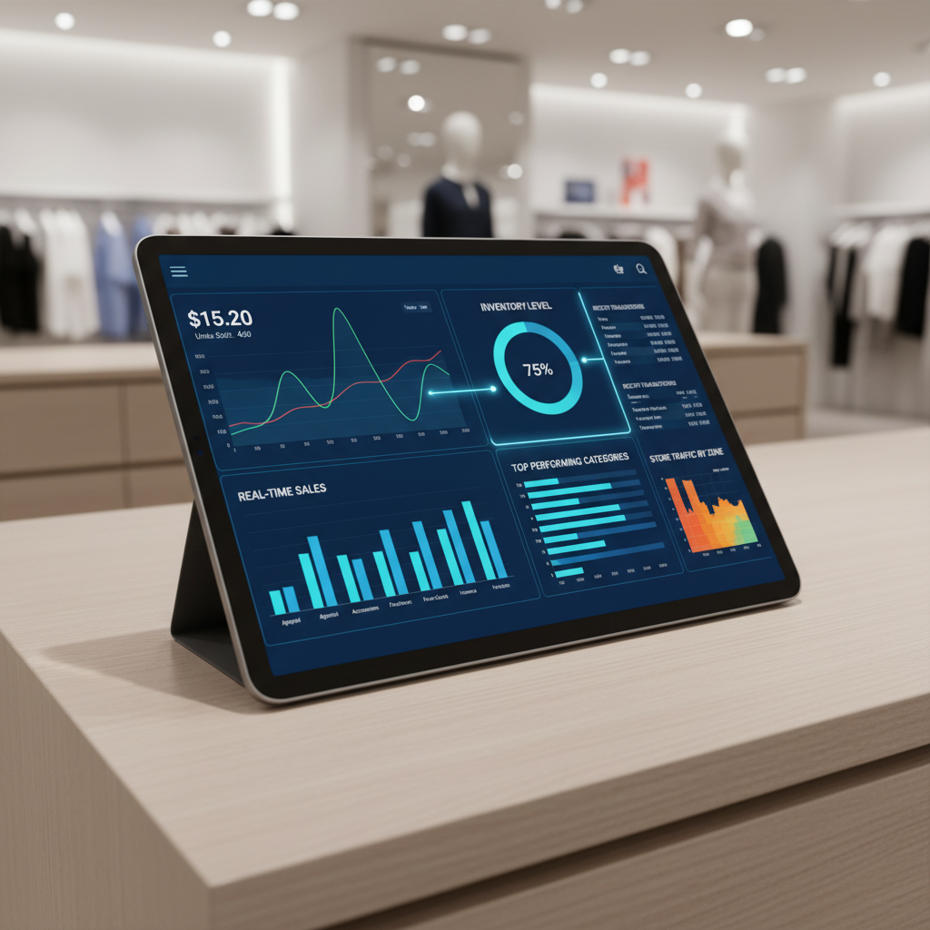 Dashboard screen showing real-time inventory levels with color-coded stock status indicators