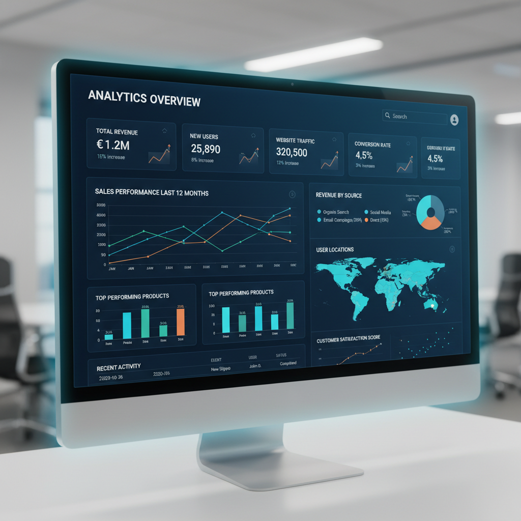 Dashboard template from UI kit with charts and data visualization components