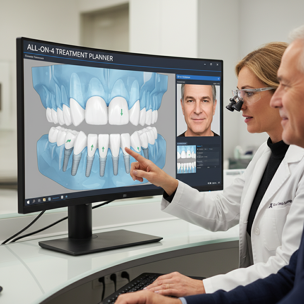 Patient showing beautiful smile after smile design treatment