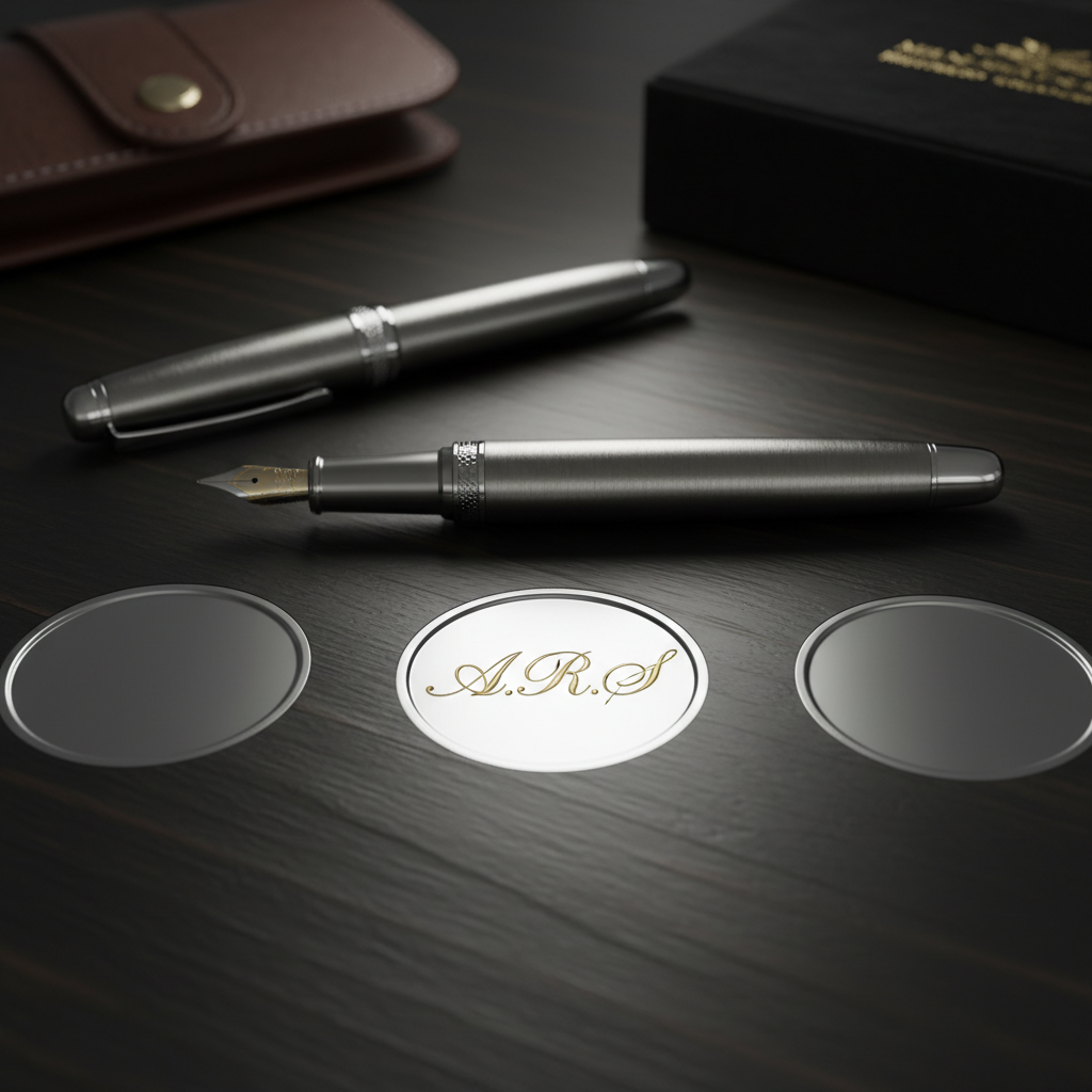 Luxury executive pen set in premium presentation case with dark atmospheric studio lighting