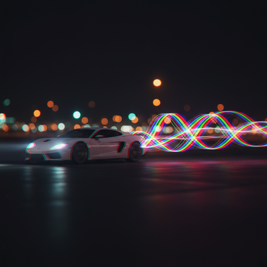 Abstract motion trail — chromatic aberration effect on fast-moving element