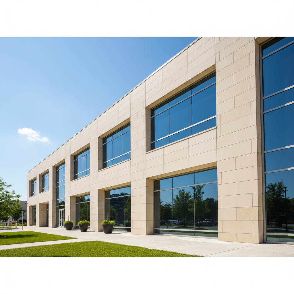 South Boston commercial building with completed facade upgrade showing new exterior cladding and improved appearance