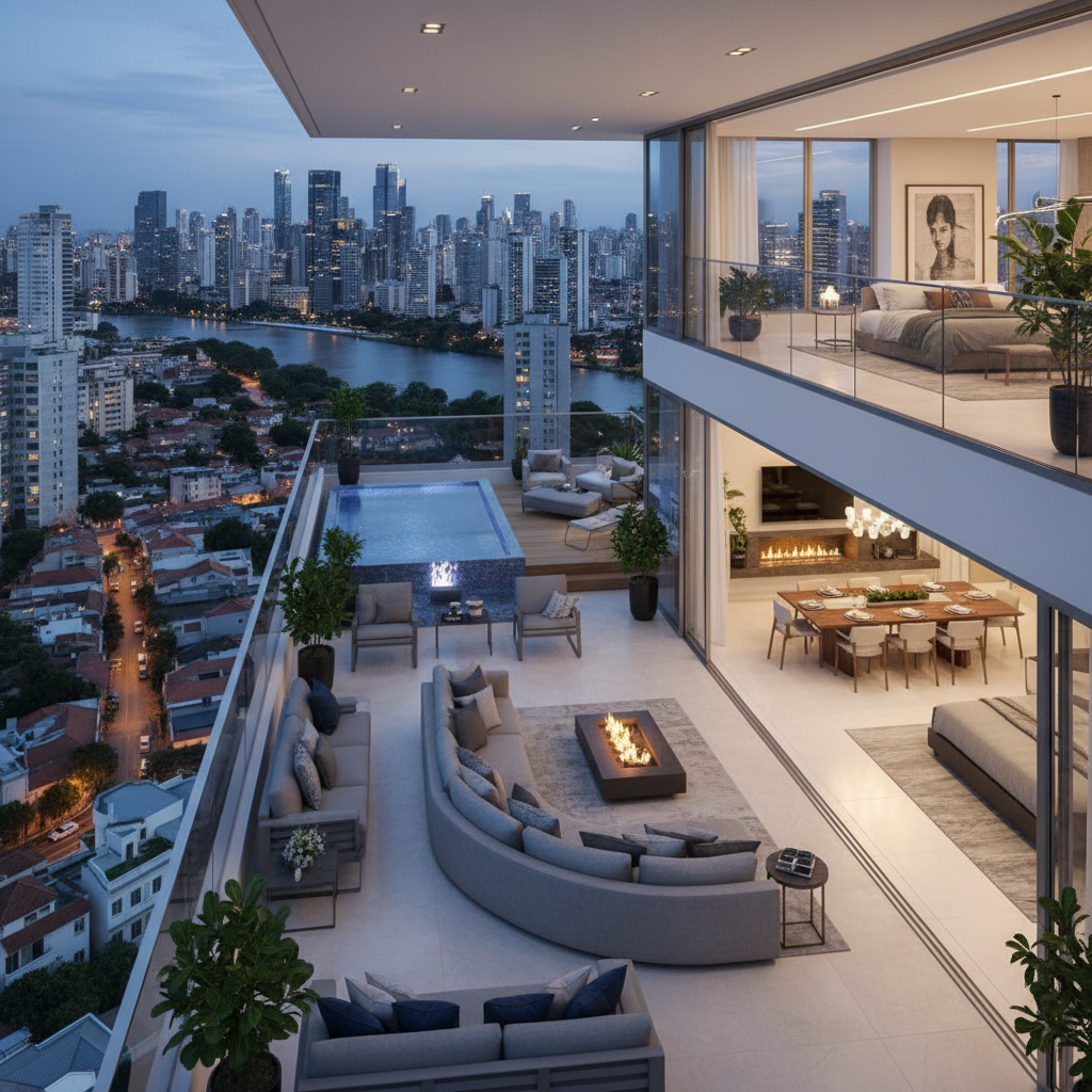 Premium 4 BHK penthouse with panoramic city views, luxury finishes, and spacious layout