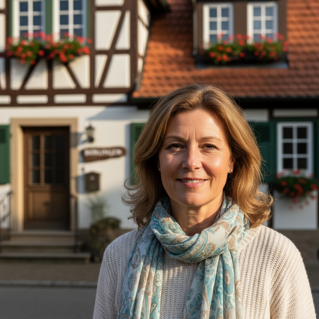 Monika Schreiber portrait, satisfied homeowner from Böblingen