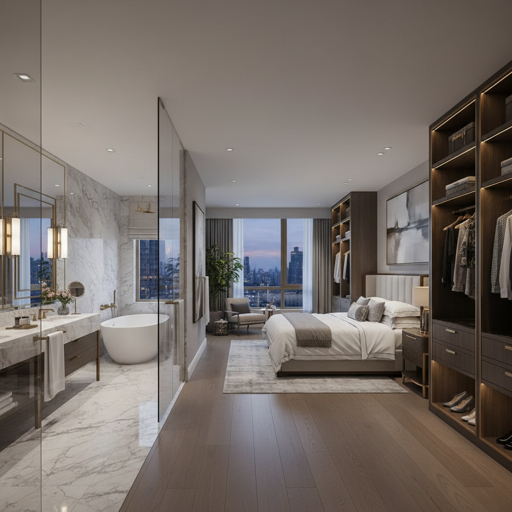 Master suite with dressing room and luxury en-suite bathroom