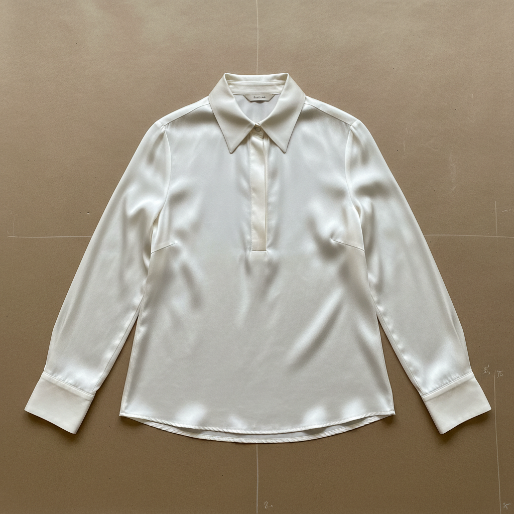 Silk blouse with collar rework chalk marks on kraft paper