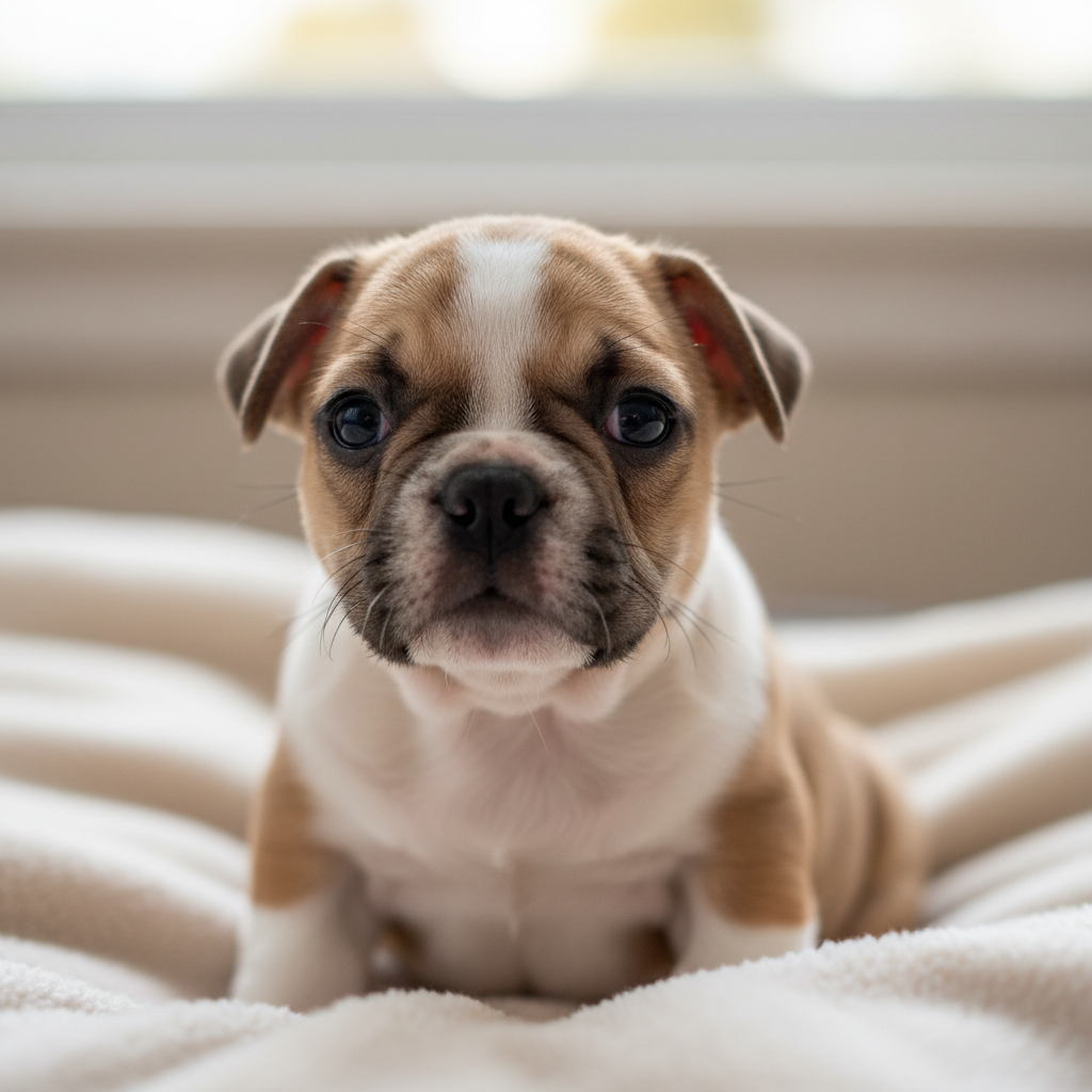 Pretzel the French Bulldog puppy at 8 weeks before starting the Kibble meal plan
